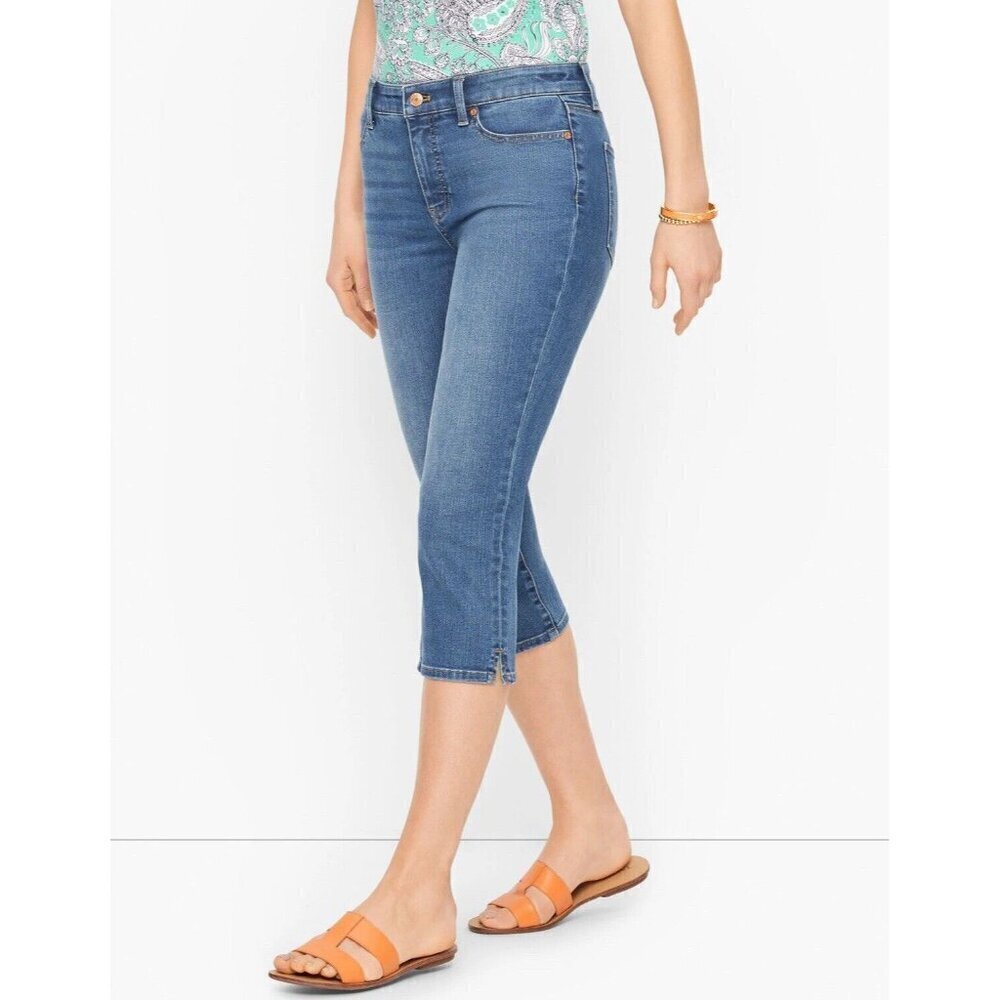 Talbots Jeans Womens 12 Blue Pedal Pusher Capri Jean Denim Comfort Stretch - Picture 2 of 9
